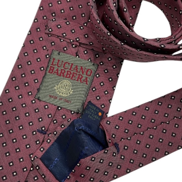 LUCIANO BARBERA Burgundy Geometric Silk LUXURY Tie ITALY - Picture 3 of 5